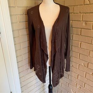 Sundance Long Sleeve Open Front Waterfall Cardigan Sz Petite Large L Open Weave